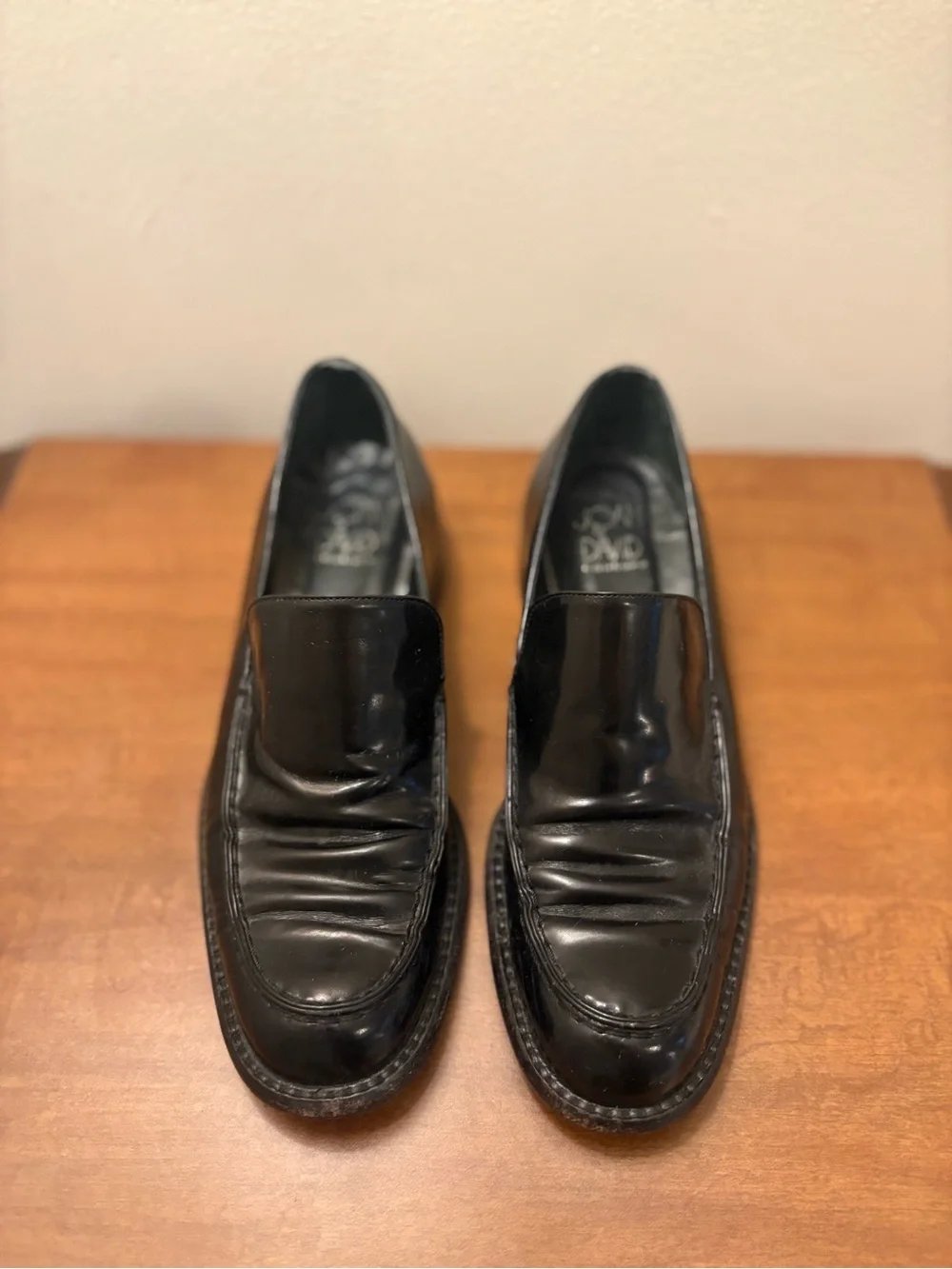 Black Leather Slip-On Loafers for Women